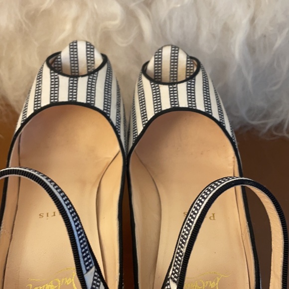 Christian Louboutin Black and White Pinstripe Mary Janes, Size 37 (runs small) - Picture 10 of 15